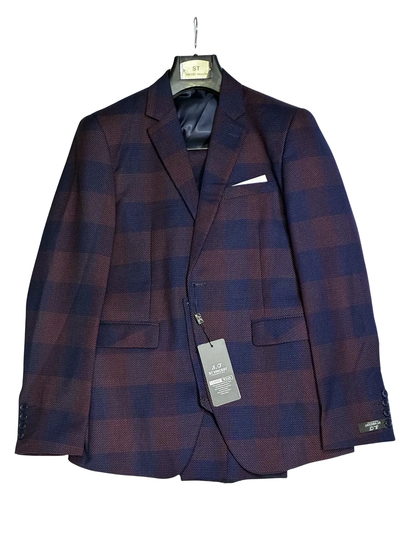 Navy Red Check Two Piece